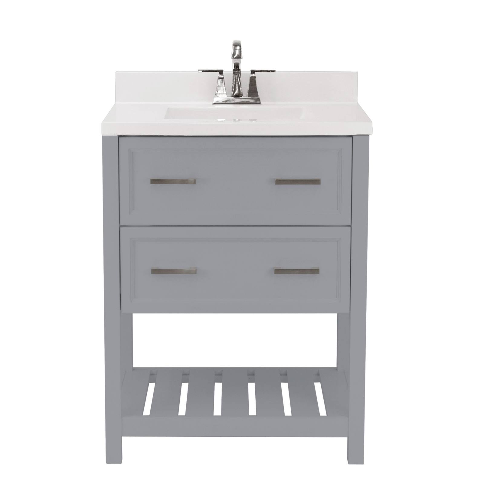 White Bath Vanity with Cultured Marble Top N472