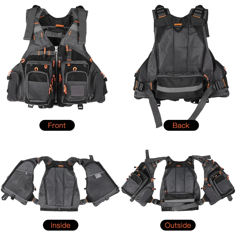 Breathable Padded Fishing Life Jacket Swimming Sailing Waistcoat Utility Vest Floatation Device O744511