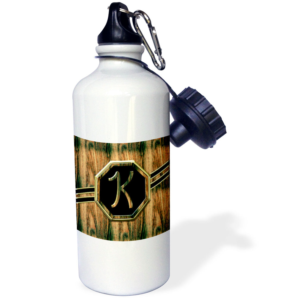 Faux Gold and Wood Grain Water Bottle, 21-ounce K740297