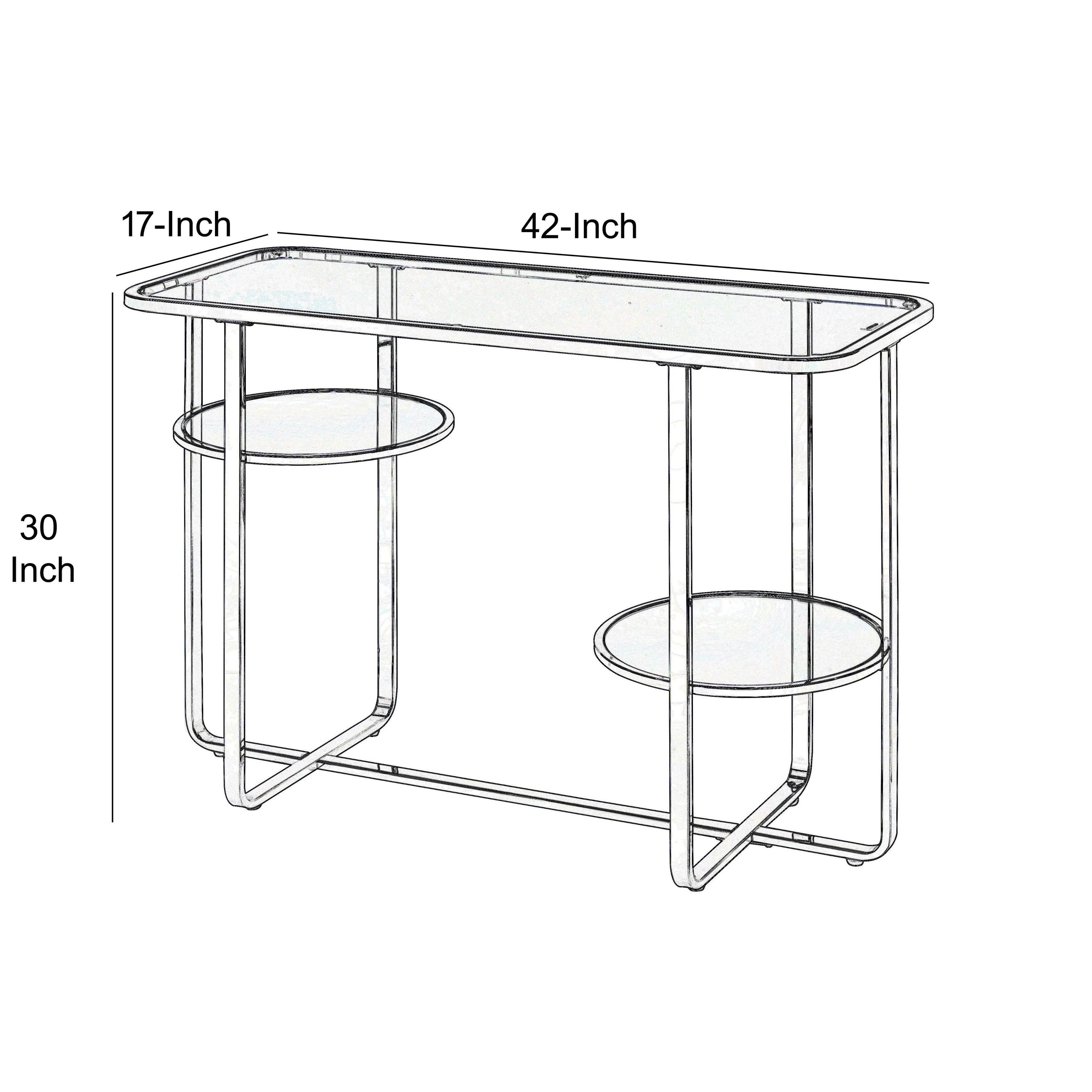 Silver Metal Sofa Table with Glass Top Q4343