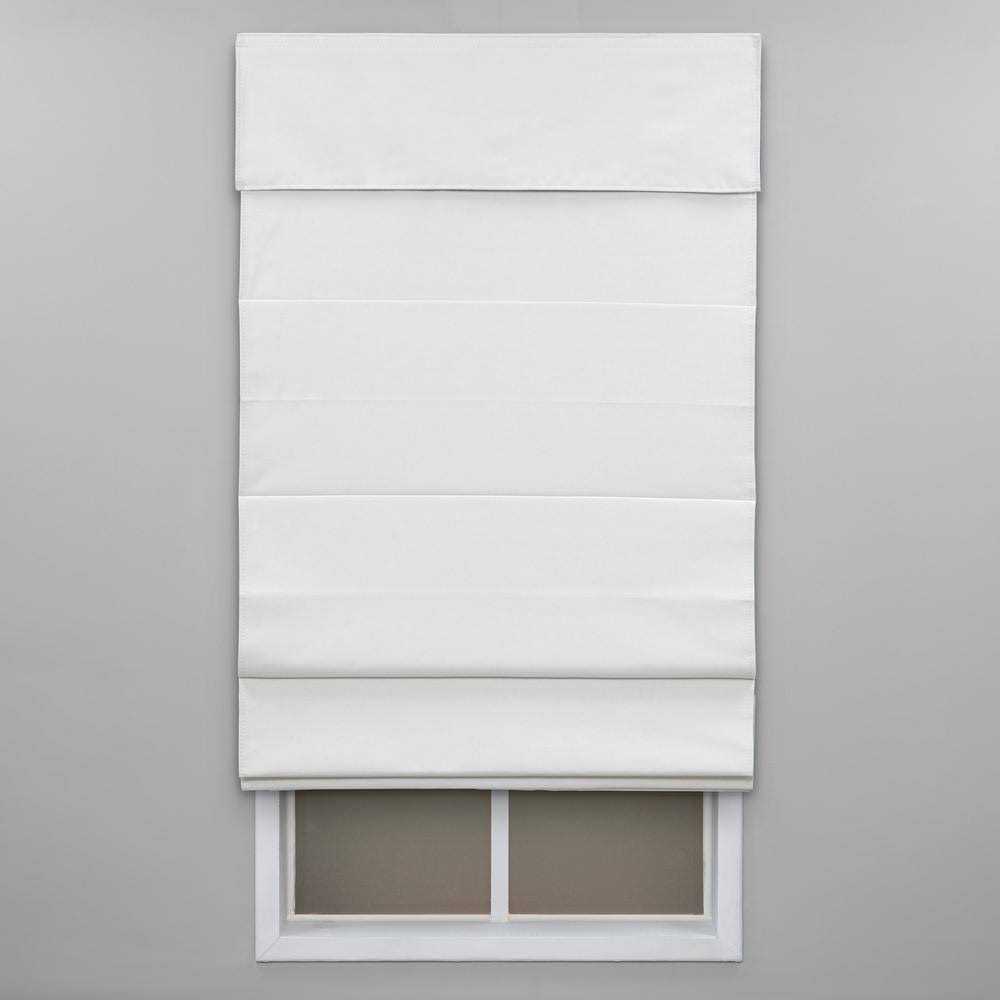 White Cordless Cotton Roman Shade 45 in. W x 72 in. L W5398
