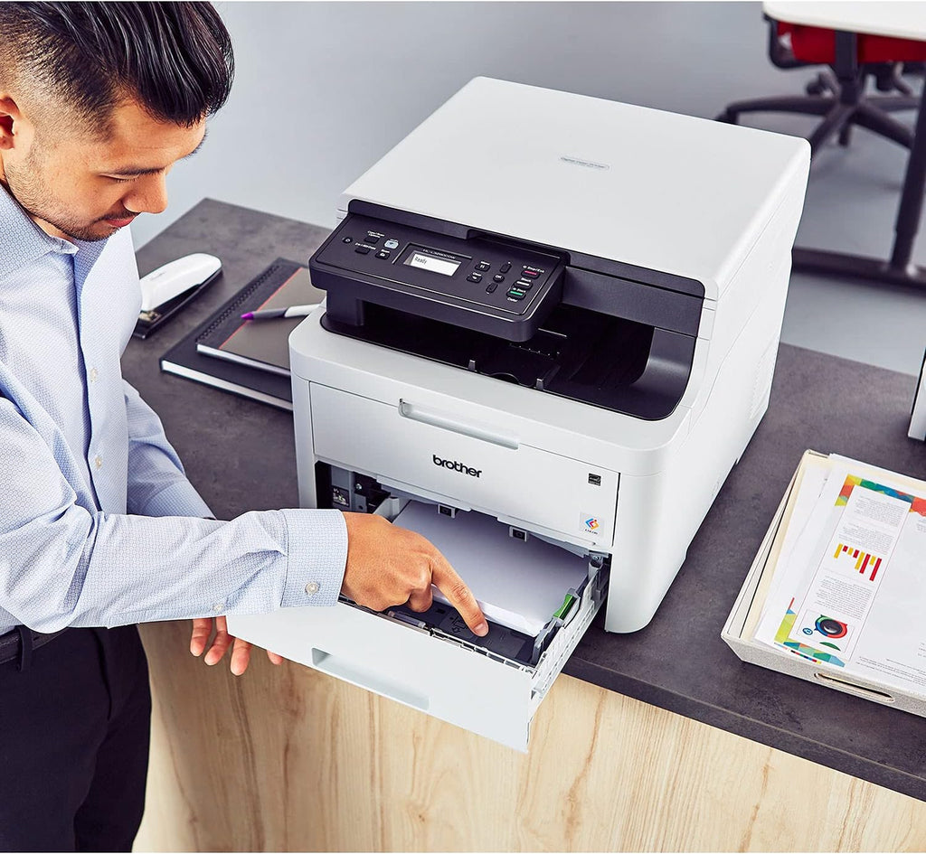 Compact Digital LED Color All-in-One Printer with Flatbed Copy & Scan, Wireless Duplex Printing, 25 ppm, 600x2400 dpi X42166