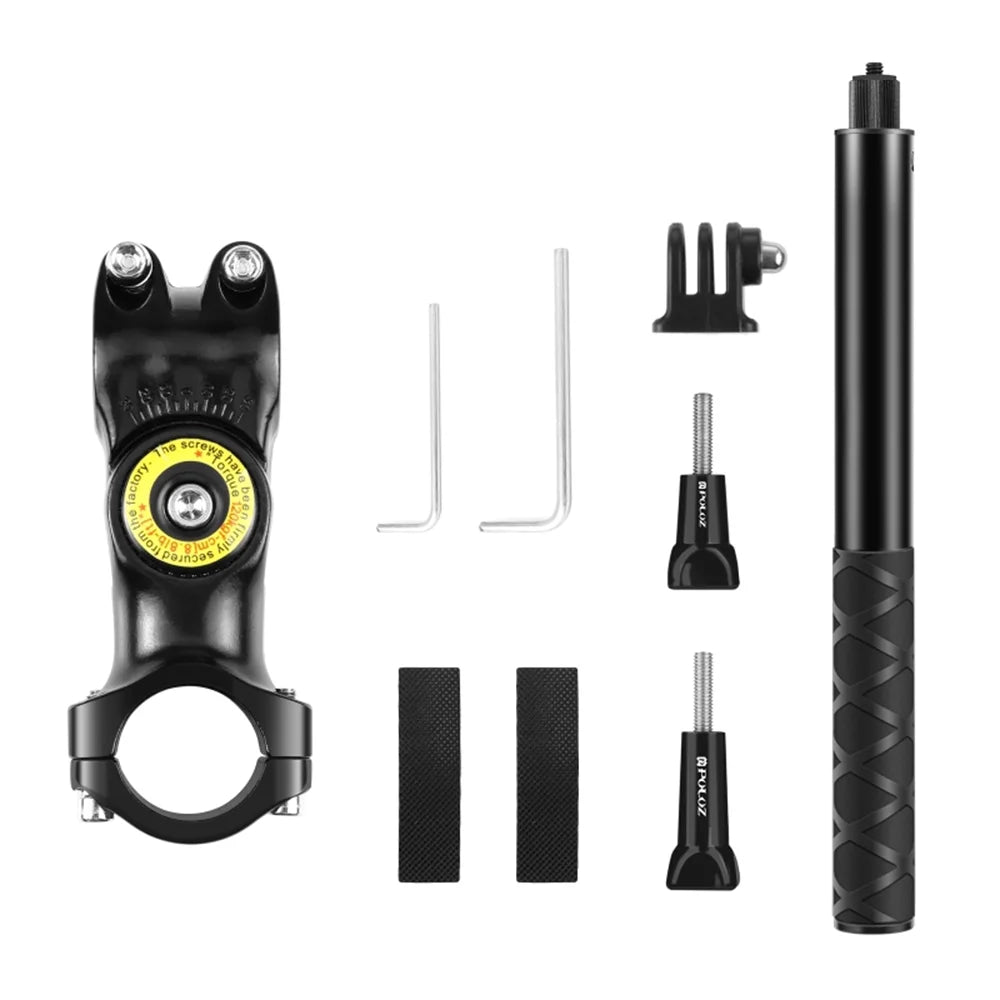 Motorcycle Bike Selfie Stick Handlebar Mount Bracket 27.9cm-113.5cm Adjustable Length with 14 Inch Screw & Sports Mount Adapter O793563
