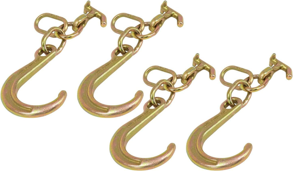 8" G70 J Hook with T-J Hooks and Enlarged Link, 5,400 lbs WLL, Pack of 2 O8519