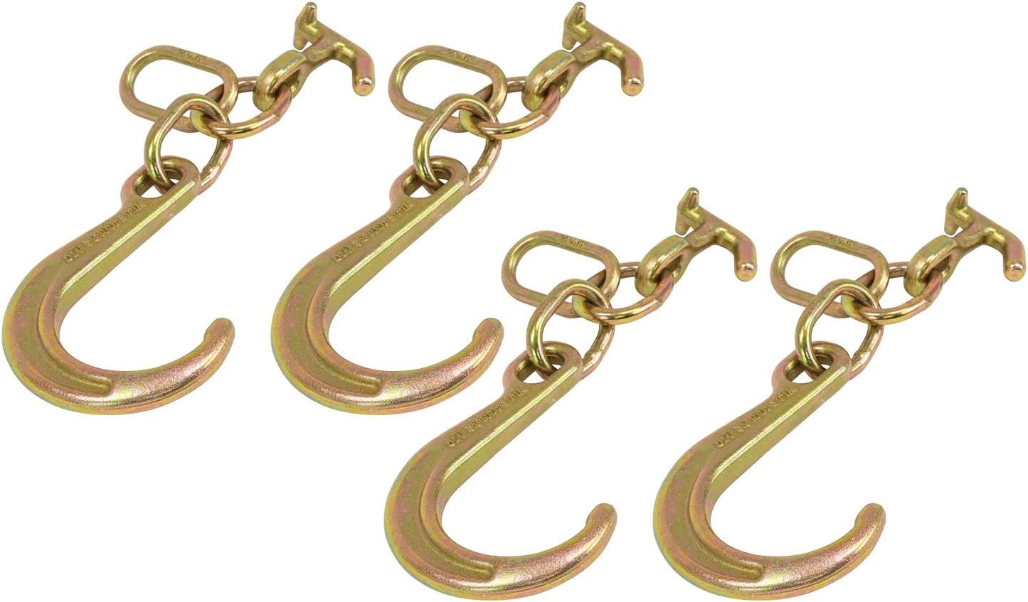 8" G70 J Hook with T-J Hooks and Enlarged Link, 5,400 lbs WLL, Pack of 2 O8519