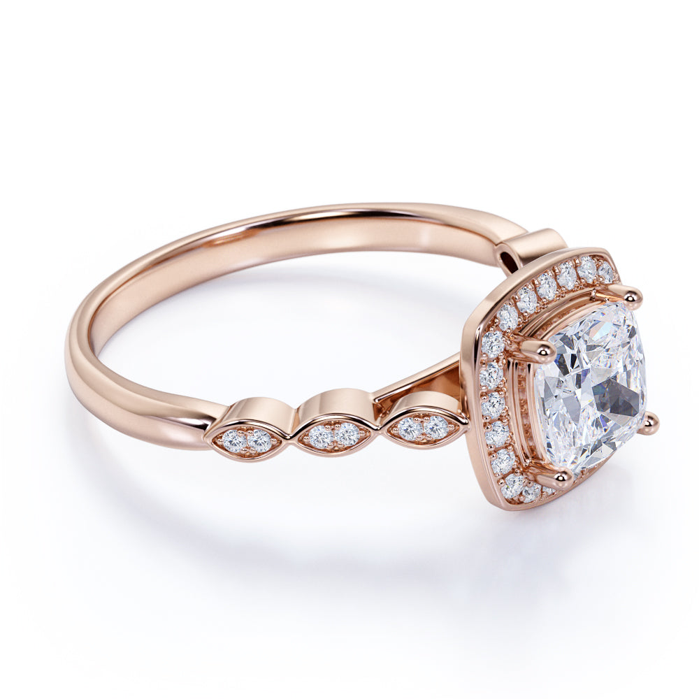 10K Rose Gold Vintage Halo Engagement Ring O23797