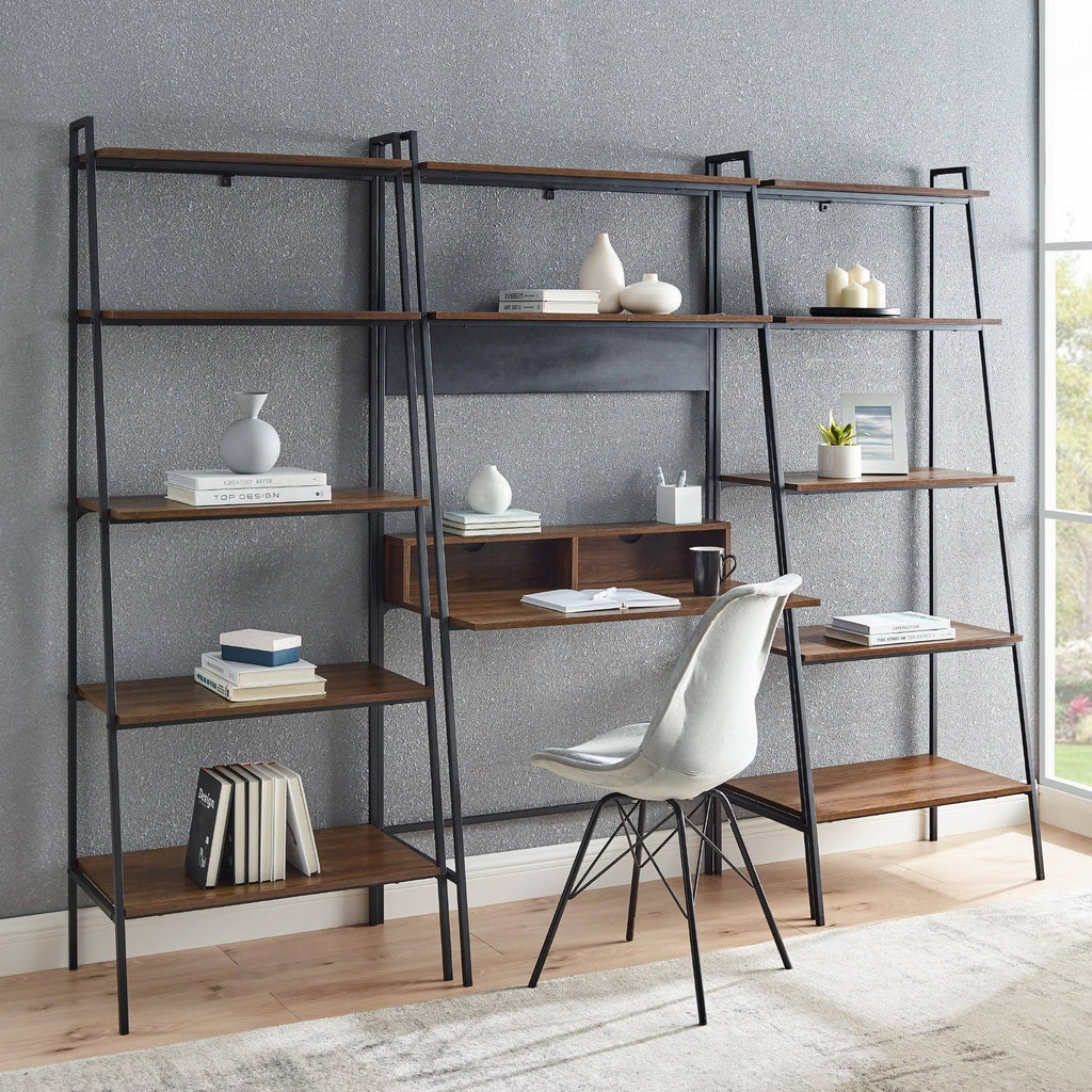 Mocha 3-Piece Desk and Shelf Set N661