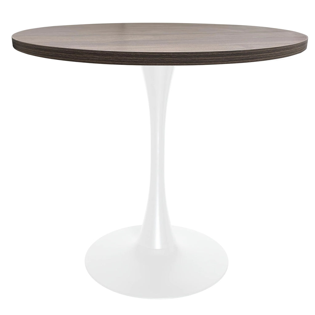 Dark Walnut Round Dining Table with MDF Top and White Iron Base T90906