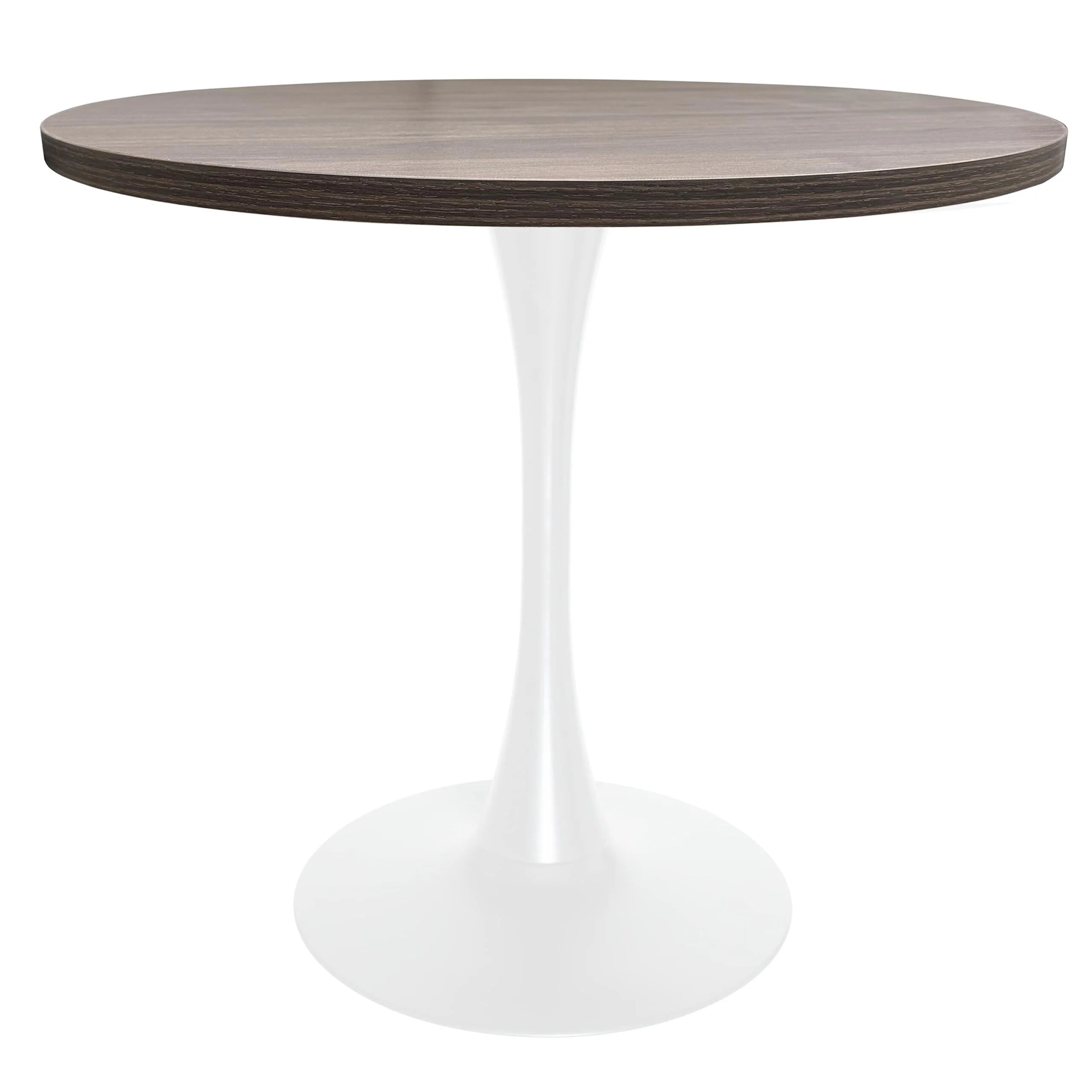 Dark Walnut Round Dining Table with MDF Top and White Iron Base T90906