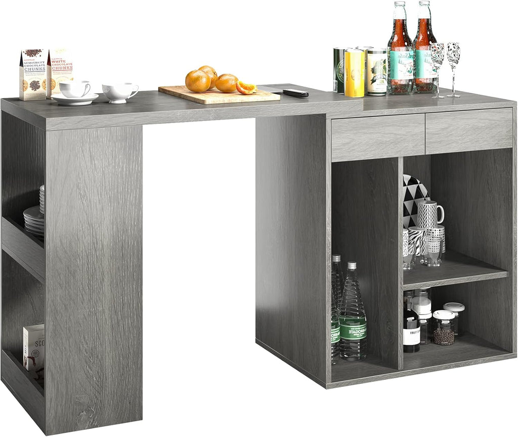 Gray Wooden Sideboard with 2 Drawers and Adjustable Shelves S120299
