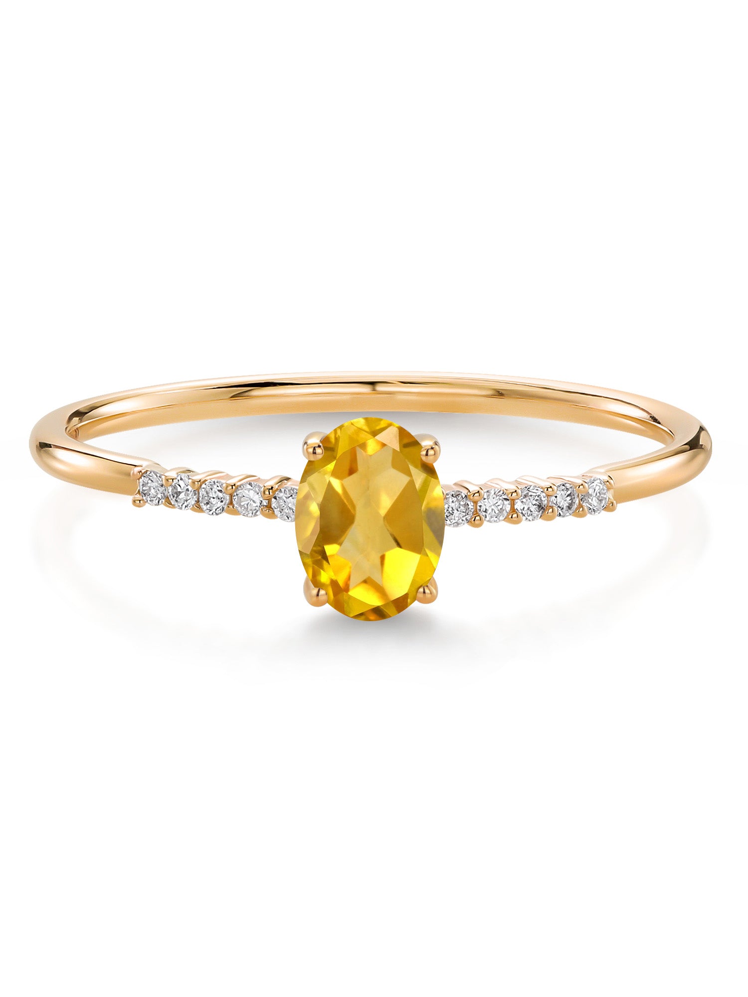 10K Yellow Gold Oval Citrine and White Lab Grown Diamond Engagement Ring J3029