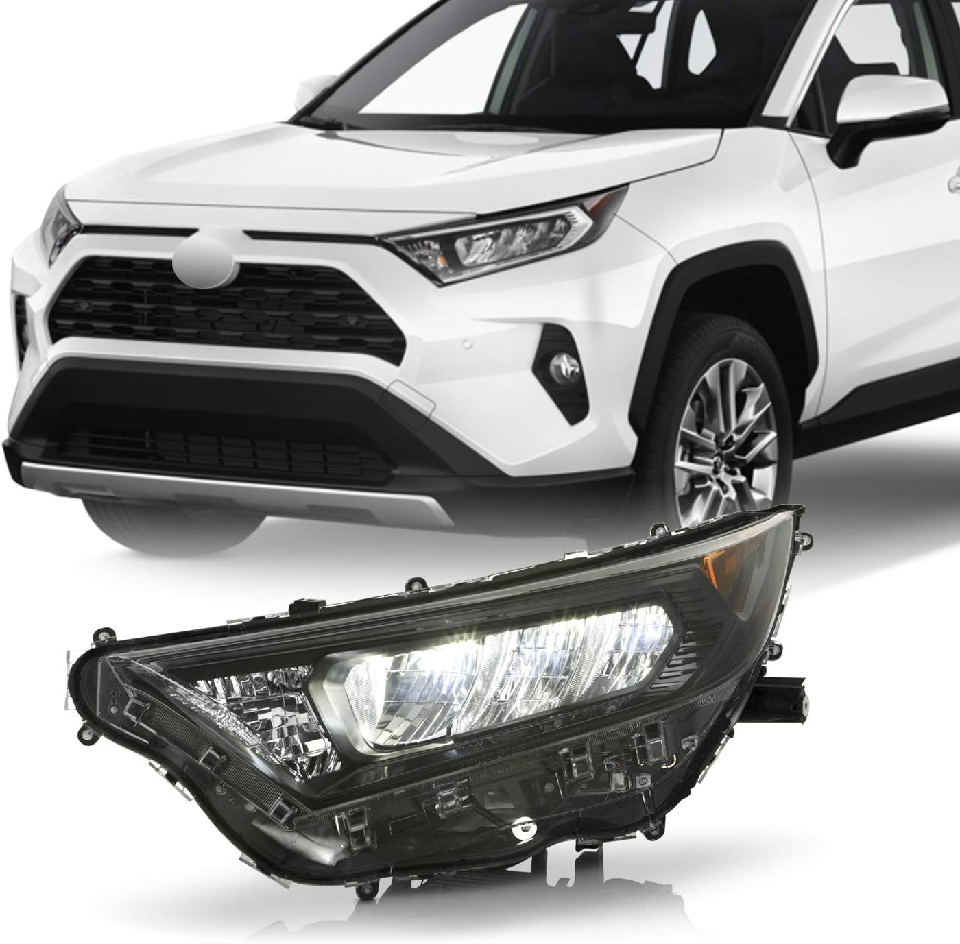Black Bezel LED Headlights Housing Driver Left Side L830