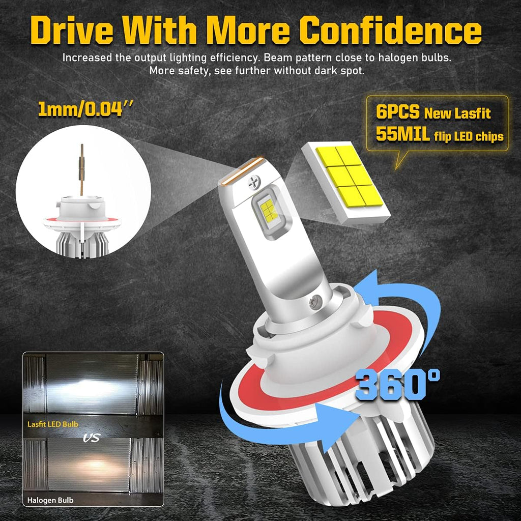 H13 LED Bulbs Dual Beam, 6000K Cool White, Pack of 2 O78933