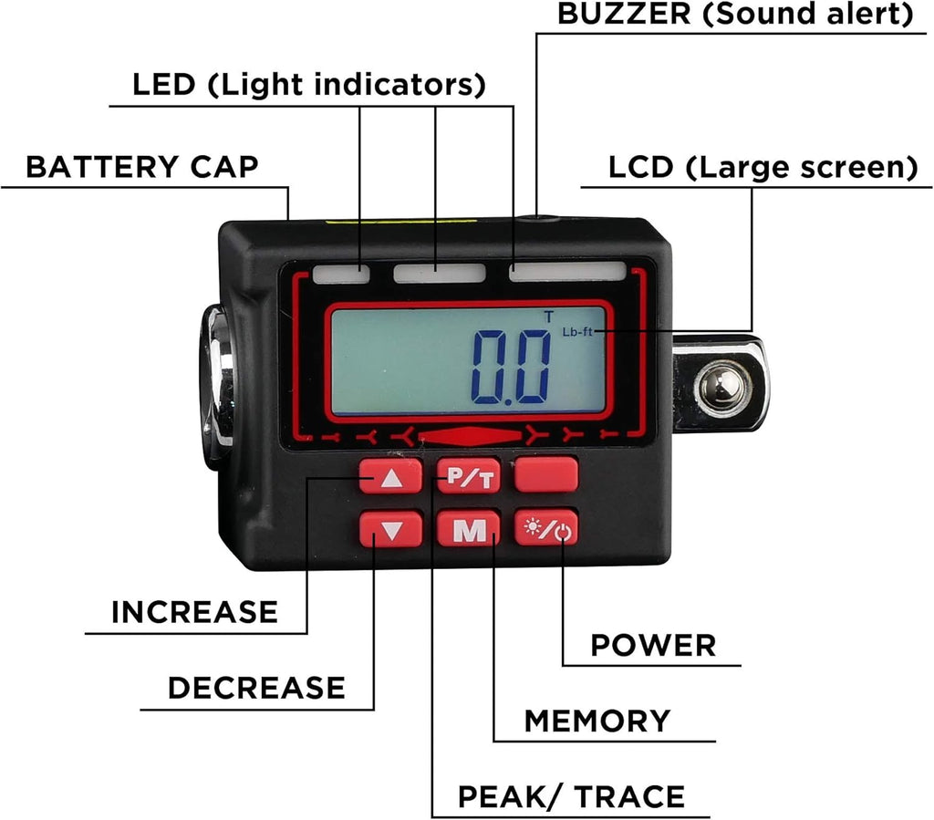 Digital Torque Adapter 1/2-Inch 12 to 250 ft·lbs Pack of 2 Z4948