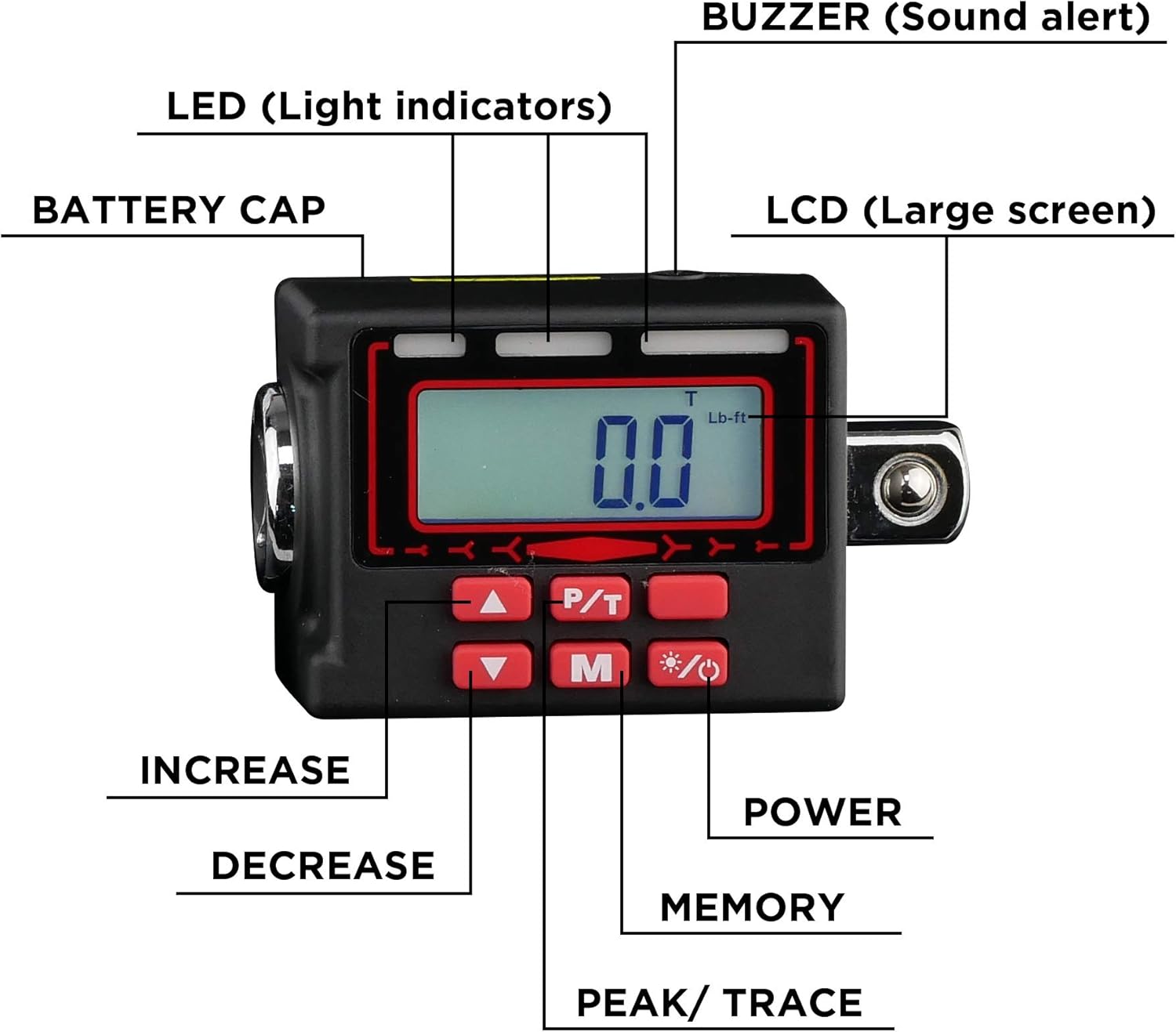 Digital Torque Adapter 1/2-Inch 12 to 250 ft·lbs Pack of 2 Z4948