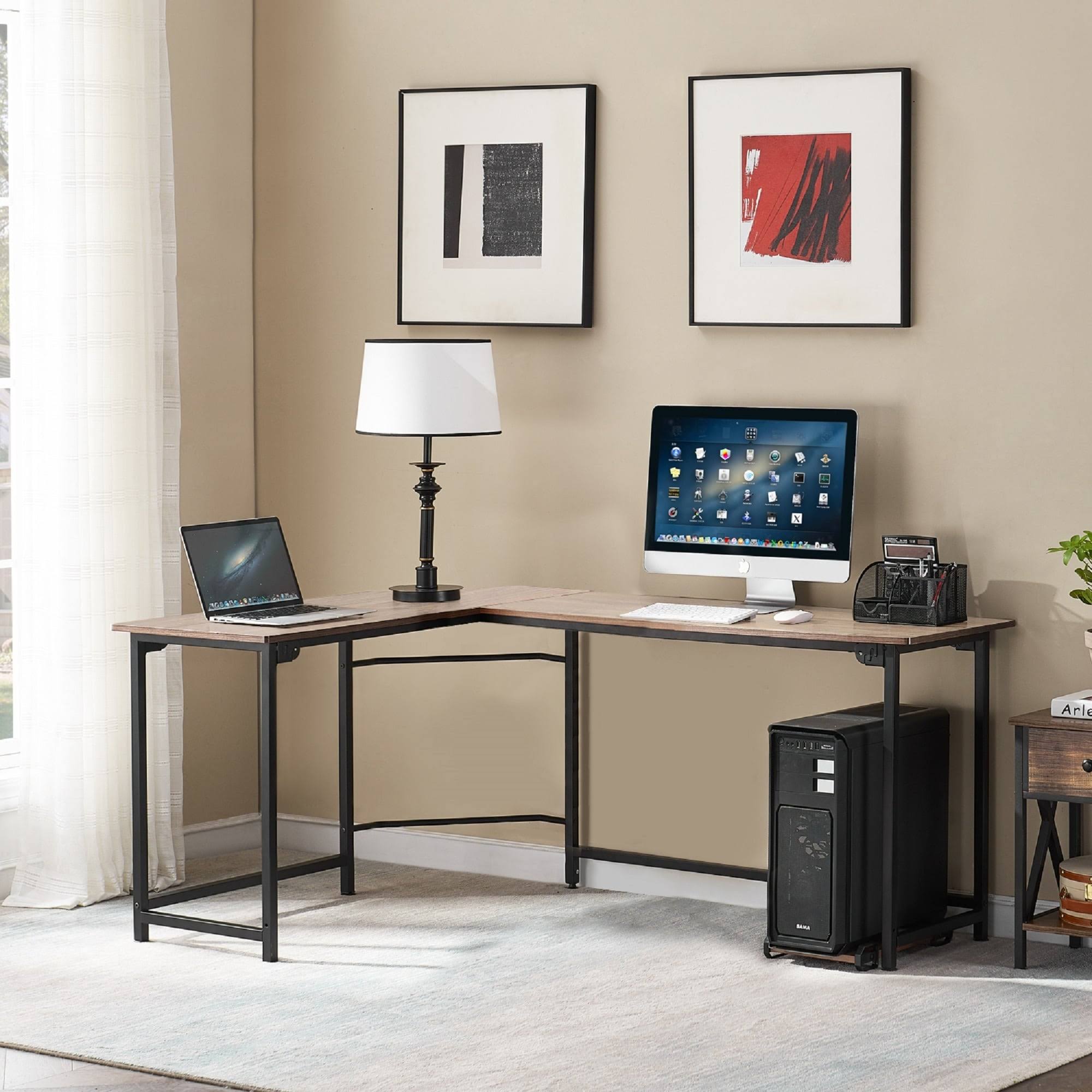 Oak L-Shaped Office Computer Desk F6131