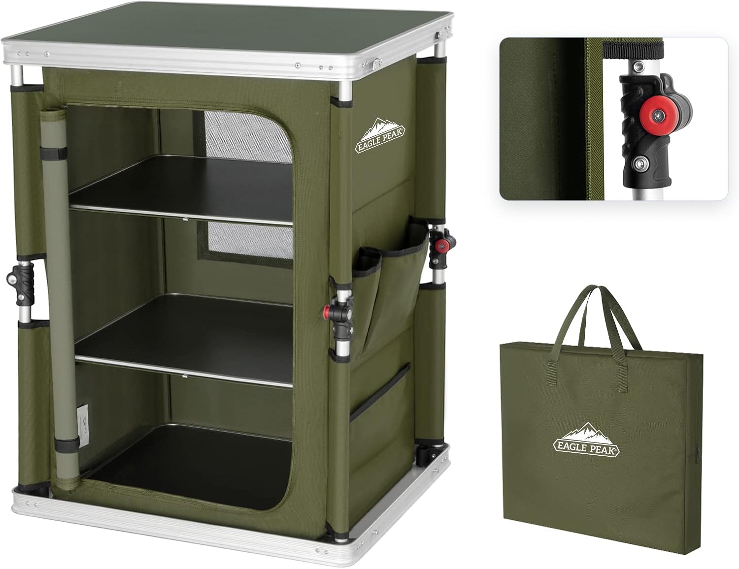 Blue Pop Up Folding Camping Table with Storage K80676
