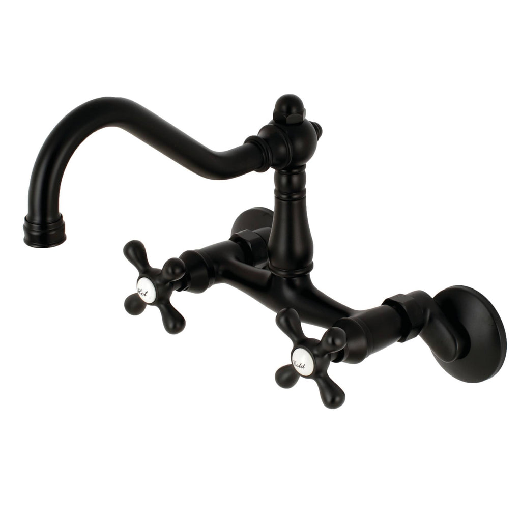 Vintage Adjustable Center Wall Mount Kitchen Faucet, Matte Black W24000