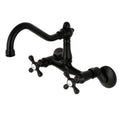 Vintage Adjustable Center Wall Mount Kitchen Faucet, Matte Black W24000