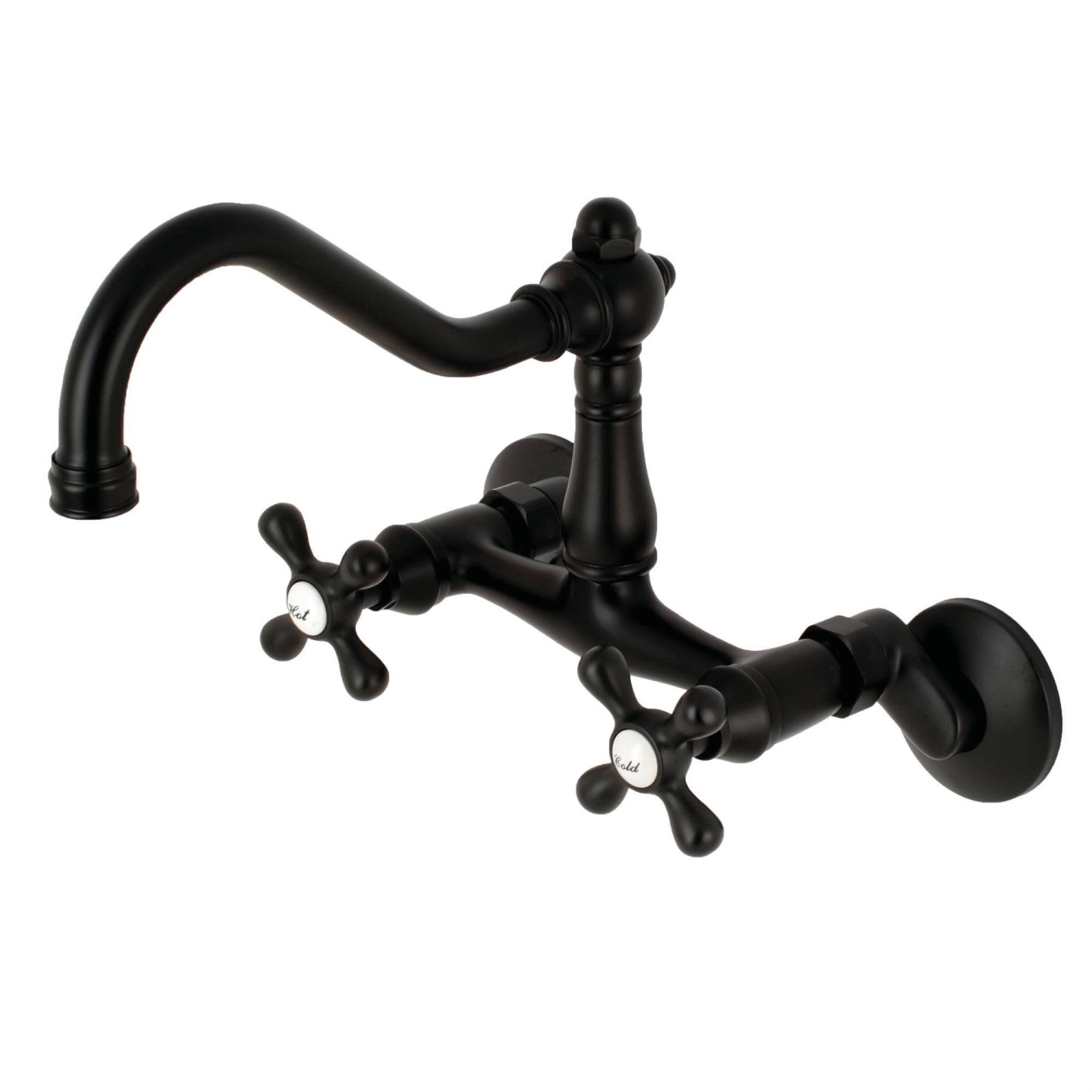 Vintage Adjustable Center Wall Mount Kitchen Faucet, Matte Black W24000