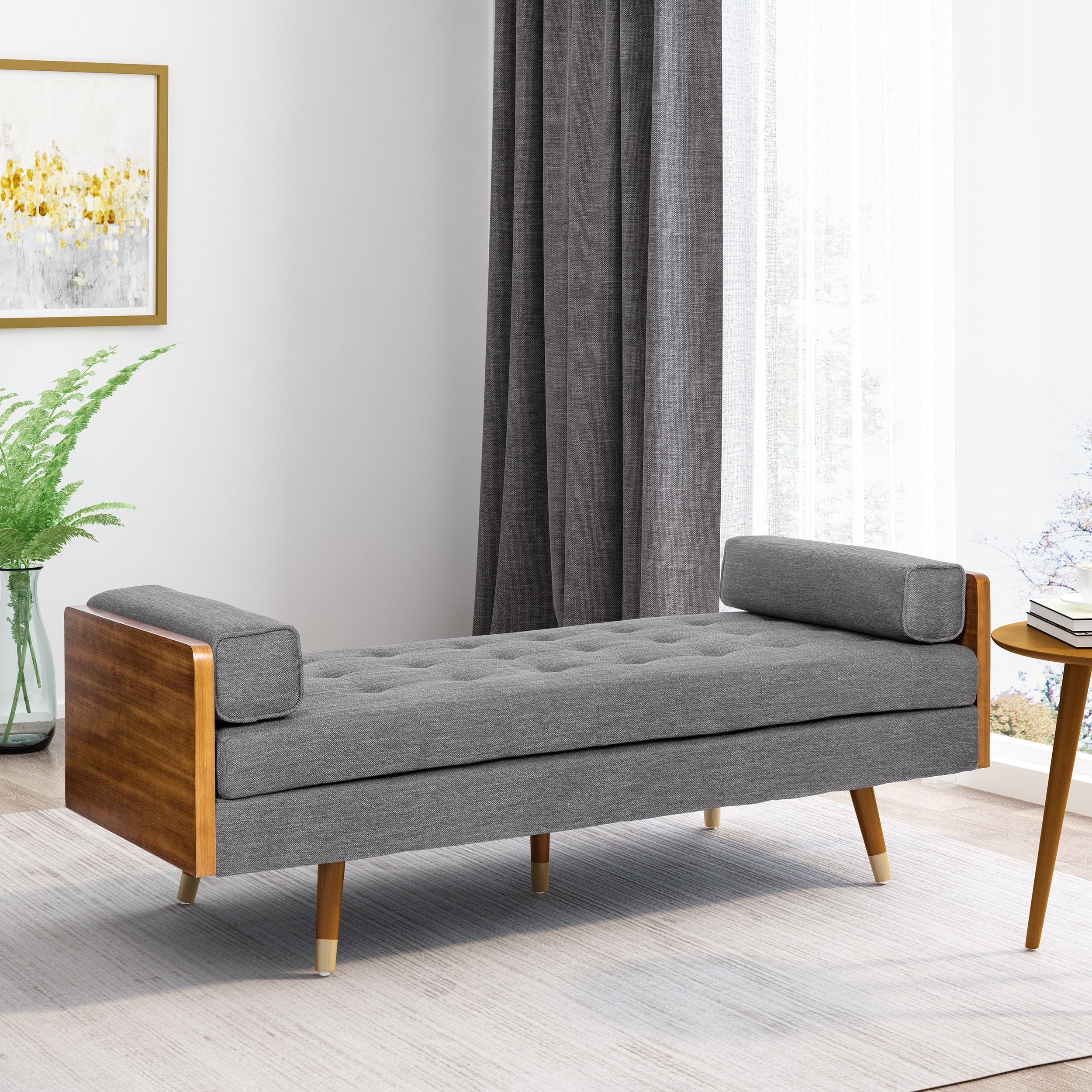 Gray Fabric Tufted Chaise Lounge W603698