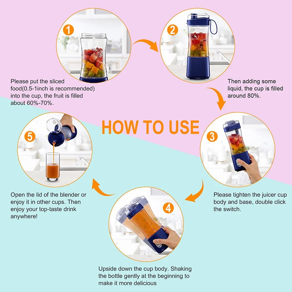 Portable USB Fruit Juicer Cup 4000mAh N3263