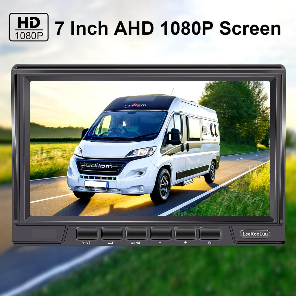 Backup Camera Kit 7 Inch LCD Monitor HD Reverse Camera System Waterproof IR Night Vision Pack of 2 V31095