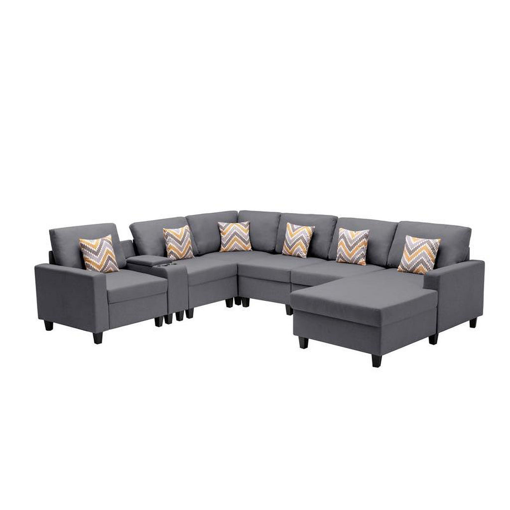 Gray Fabric Reversible Sectional F6546