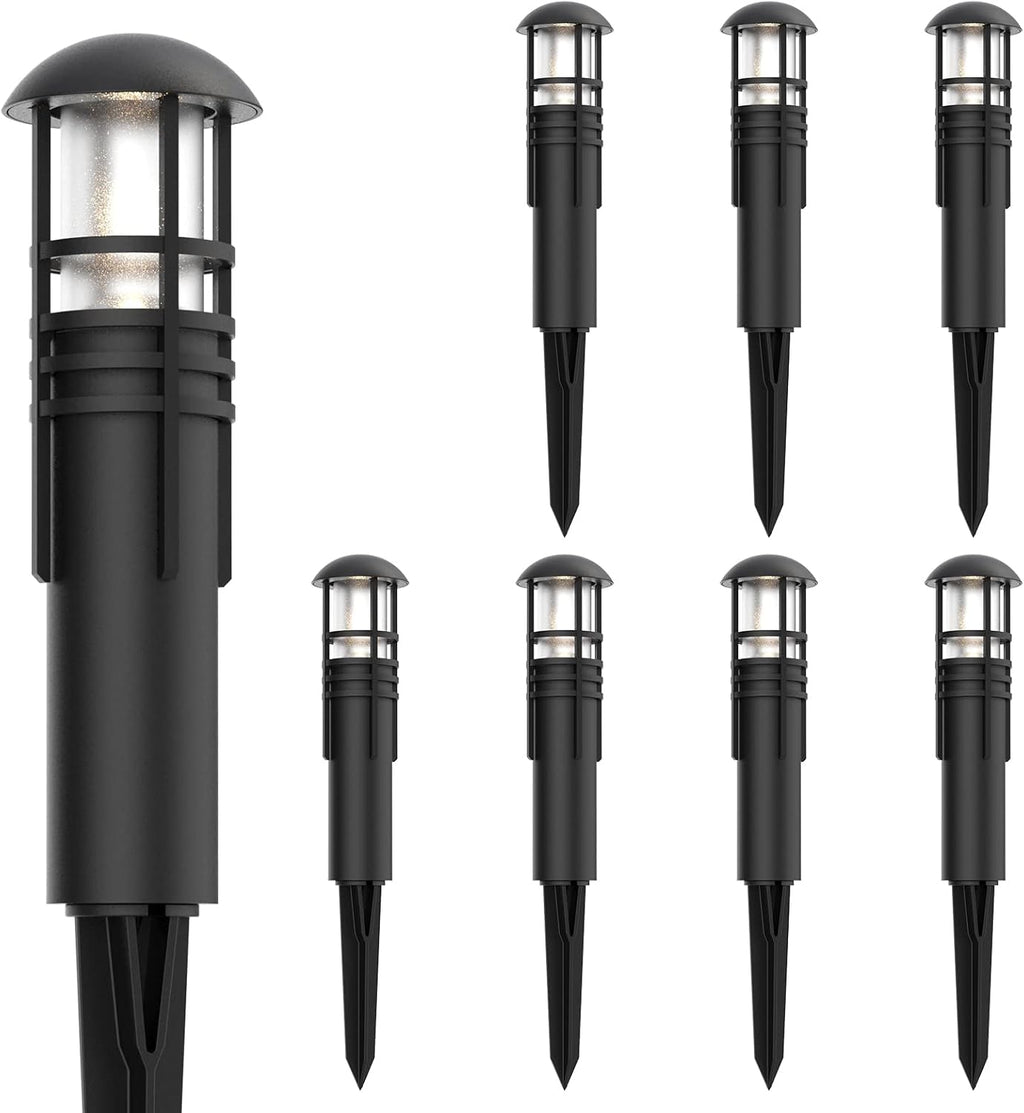 Black 8 Pack LED Bollard Pathway Light Z29783