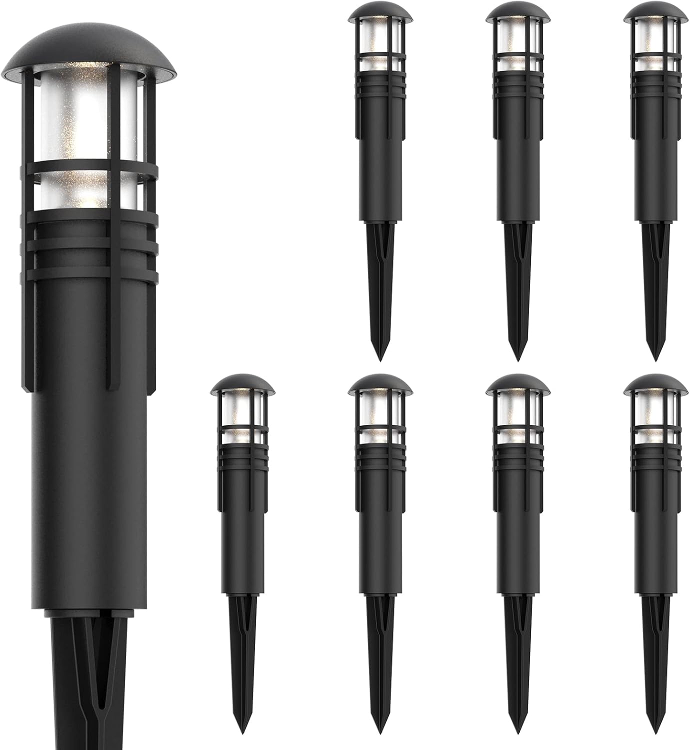 Black 8 Pack LED Bollard Pathway Light Z29783