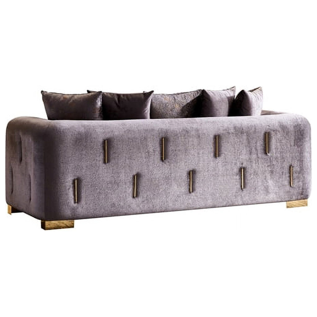 Gray Velvet 2Pc Living Room Set with Wood K341722