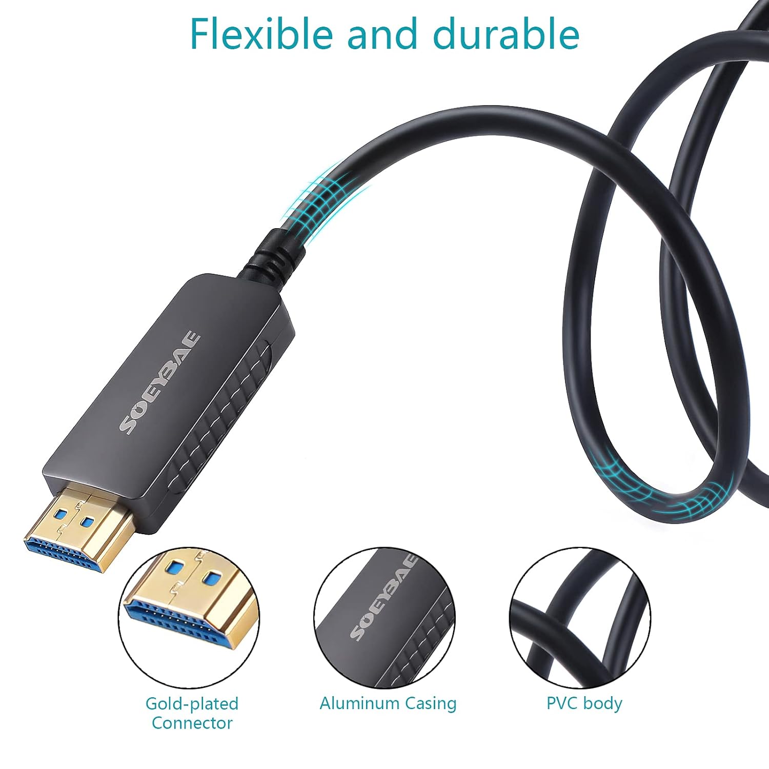 8K HDMI Fiber Optic Cable HDMI 2.1 48Gbps 15ft Pack of 2 Q55782