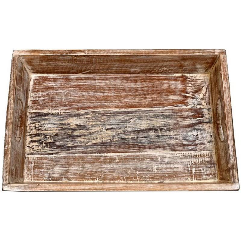 Sandy Brown Wooden Decorative Farmhouse Tray F200070