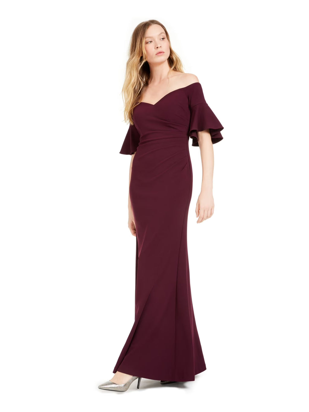Purple Off-The-Shoulder Long Evening Dress A871