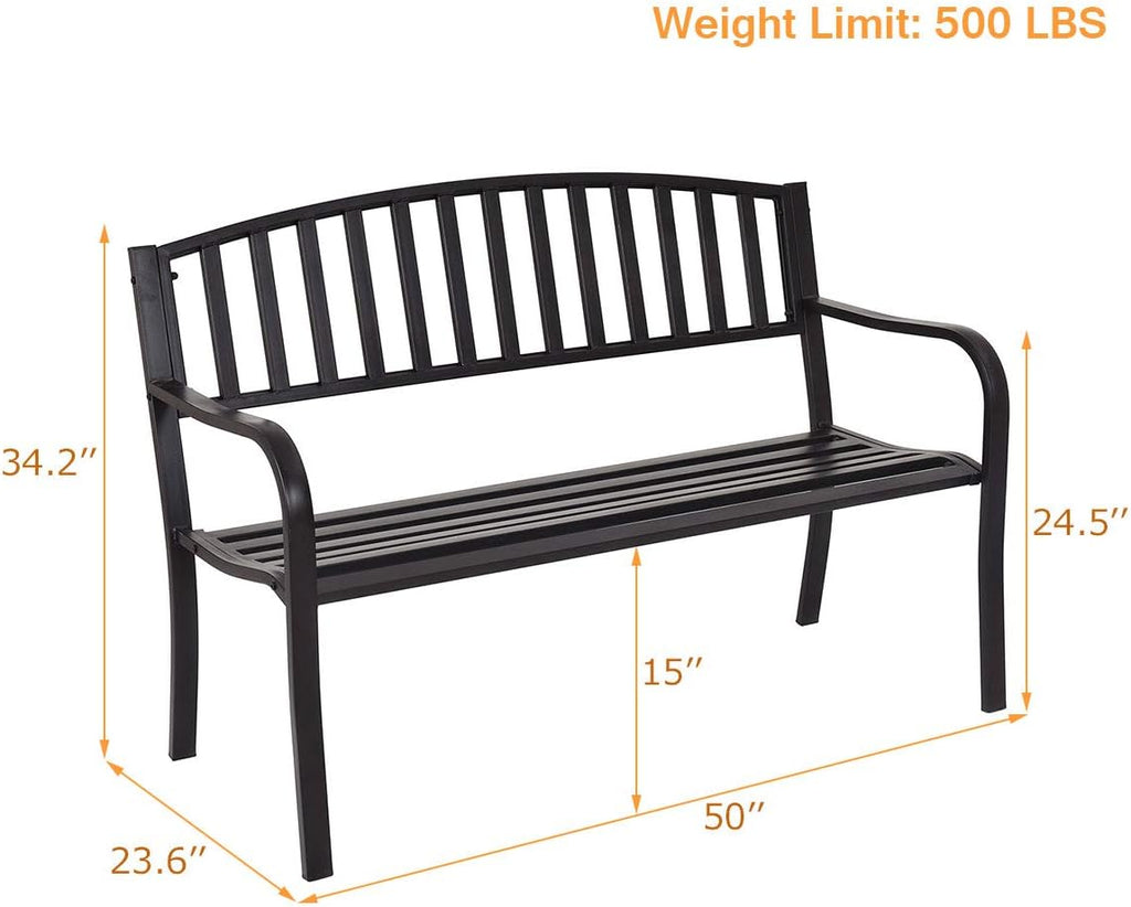 Black Cast Iron Patio Bench C421