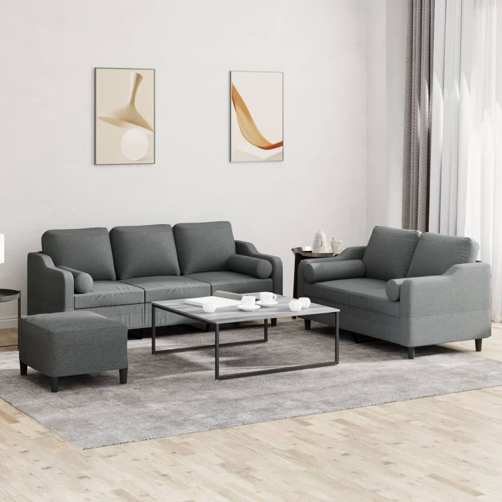 3 Piece Dark Gray Fabric Sofa Set G35788