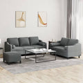 3 Piece Dark Gray Fabric Sofa Set G35788