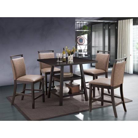 Cappuccino Wood Counter Height Dining Table with Storage Shelves Z903
