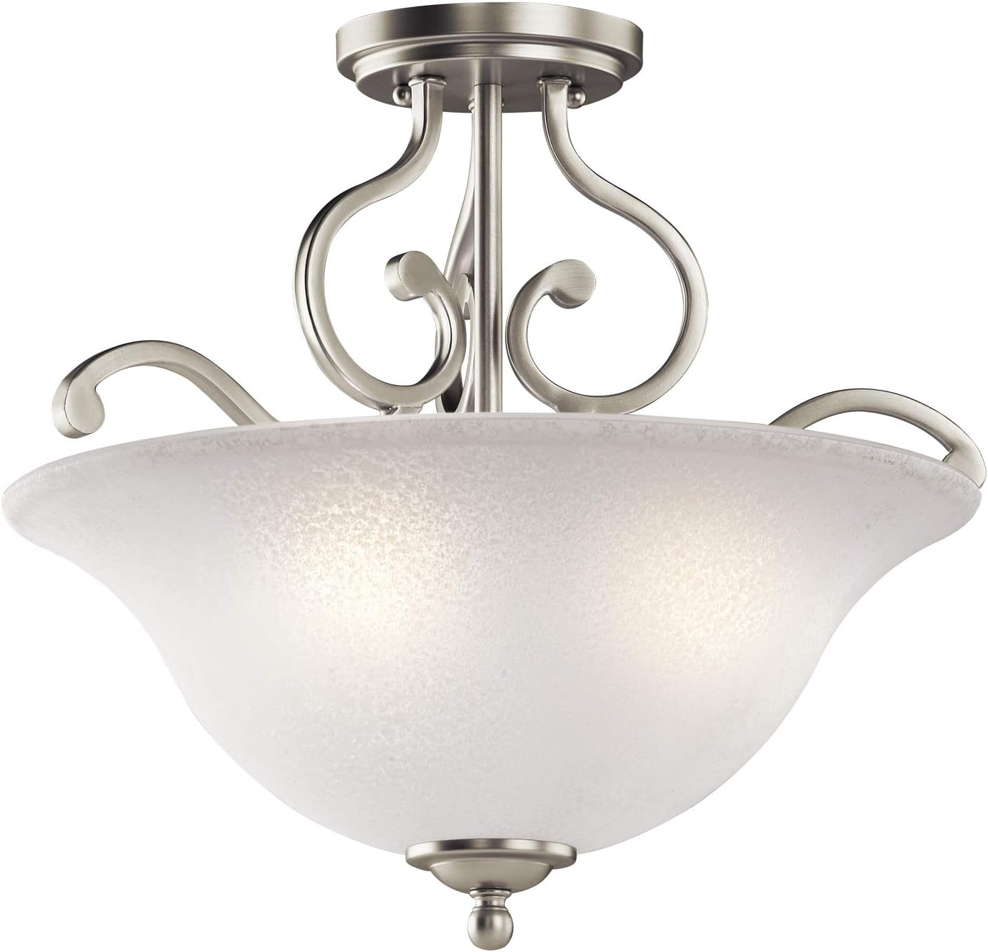 18 3 Light Semi Flush with White Scavo Glass Brushed Nickel U104159