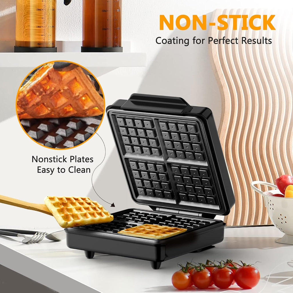 Black 4 Slices Square Non-Stick Waffle Maker C504