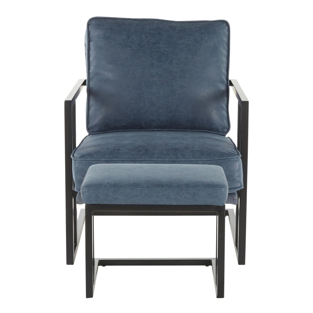 Black/Blue Lounge Chair And Ottoman Set M840