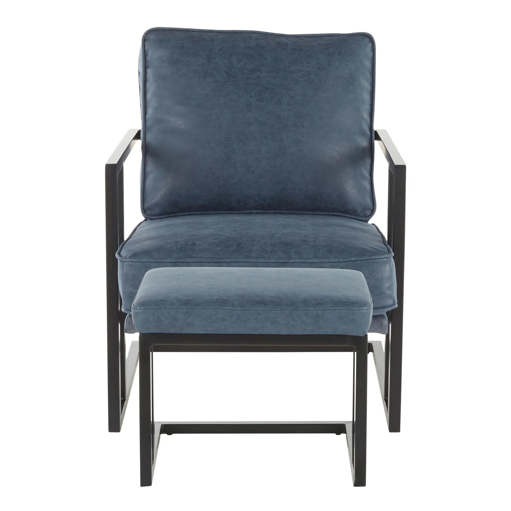 Black/Blue Lounge Chair And Ottoman Set M840
