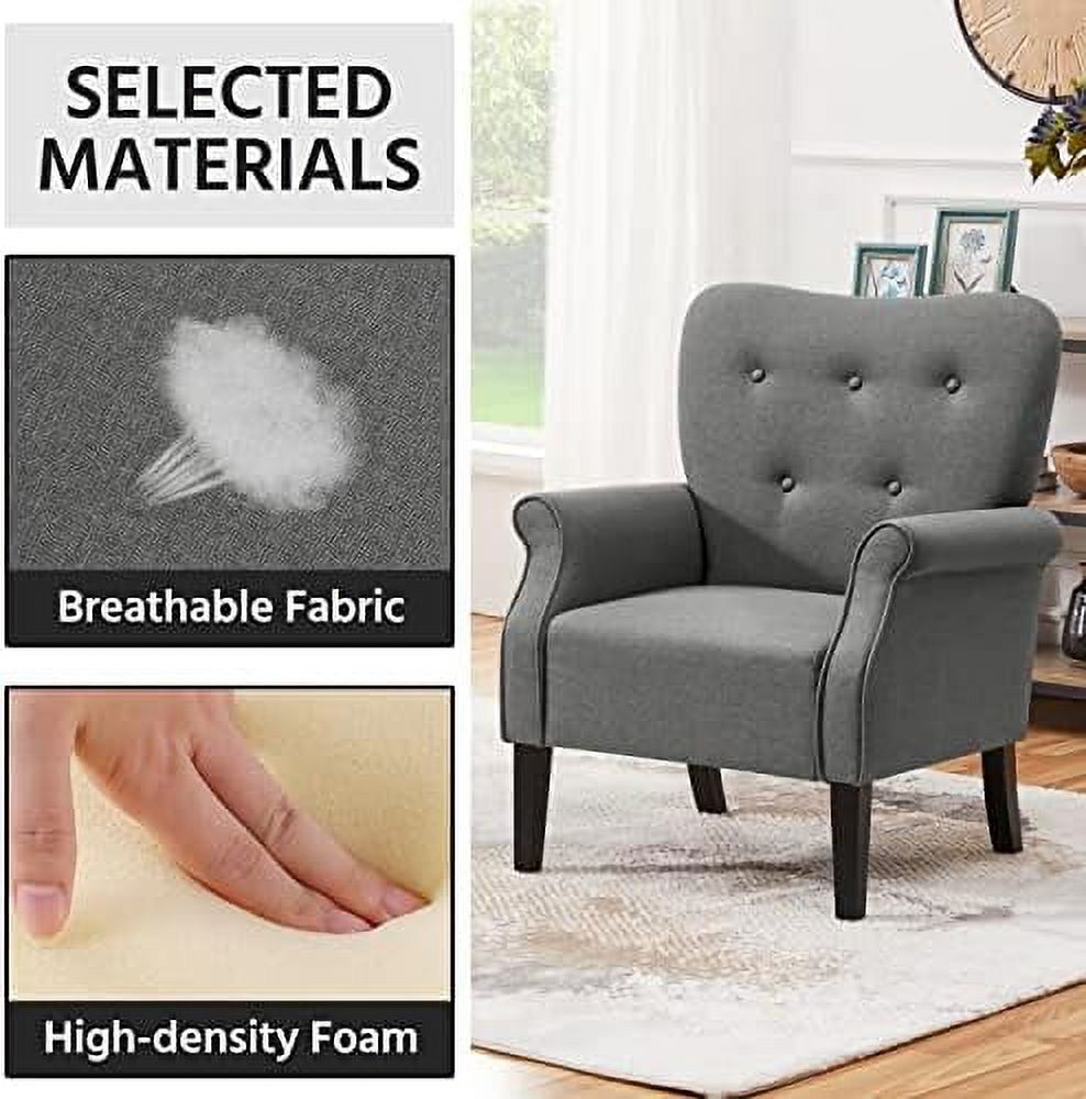 Mid Century PU Leather Accent Chair with Wood Legs and High Back V2828