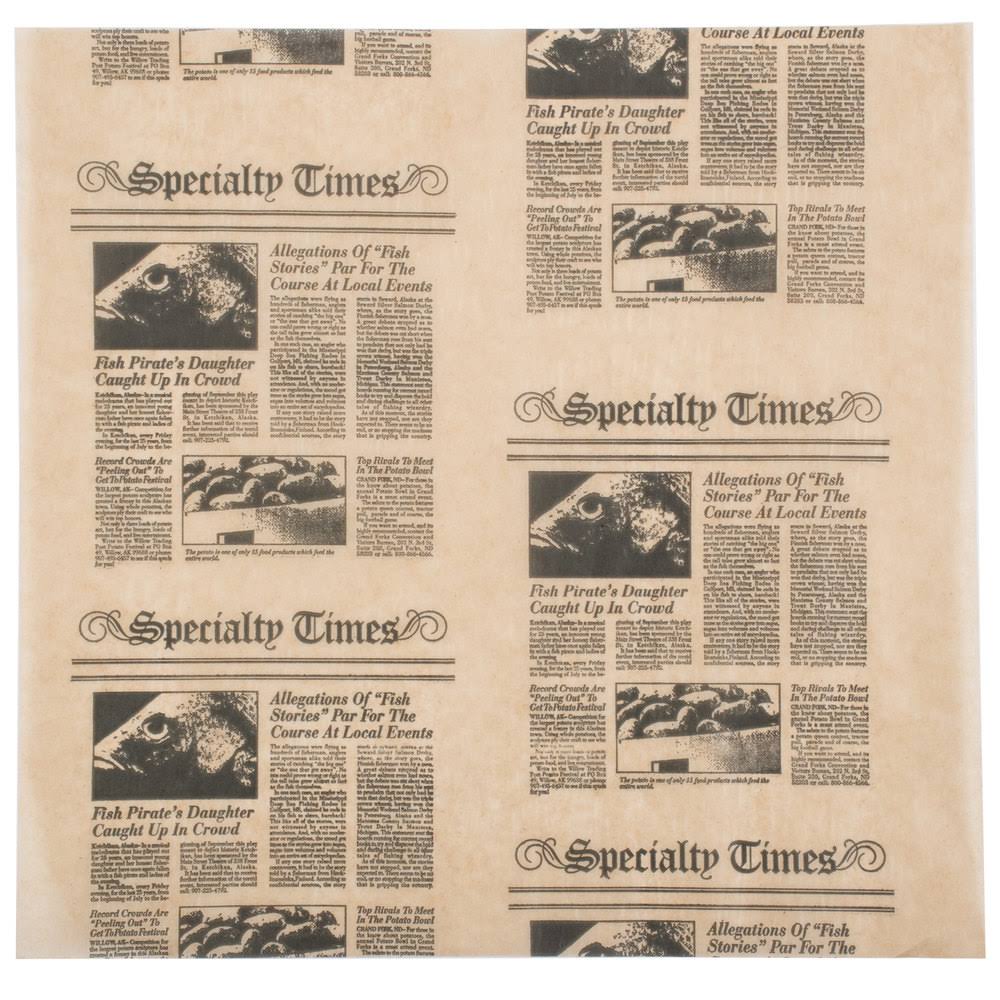 12x22 Natural Newspaper Print Sandwich Wrap Paper - 1000/Pack L19087