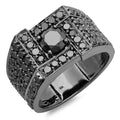 4.50 Carat 10K Black Diamond Mens Ring, White Gold, Size 10 G553