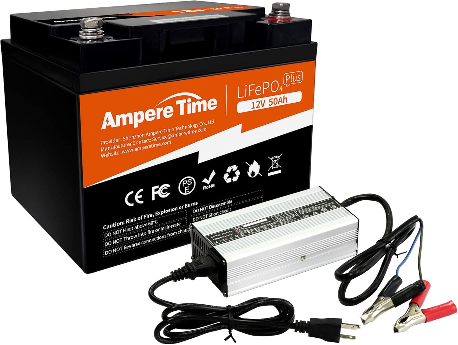 12V 50Ah LiFePO4 Battery with 14.6V 10A Charger, 50A BMS Z626939