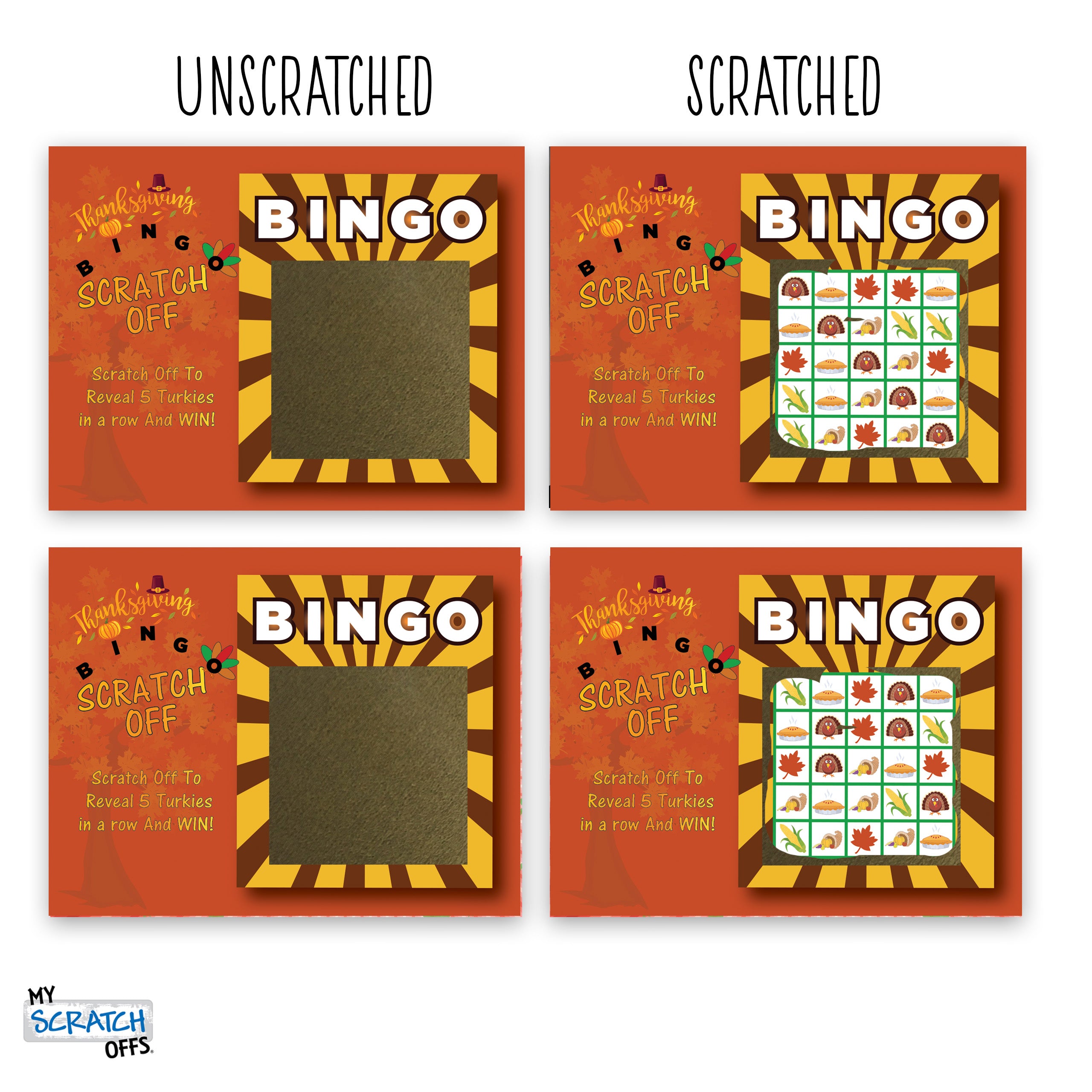 26 Pk Thanksgiving Turkey Bingo Scratch Off Game P260304