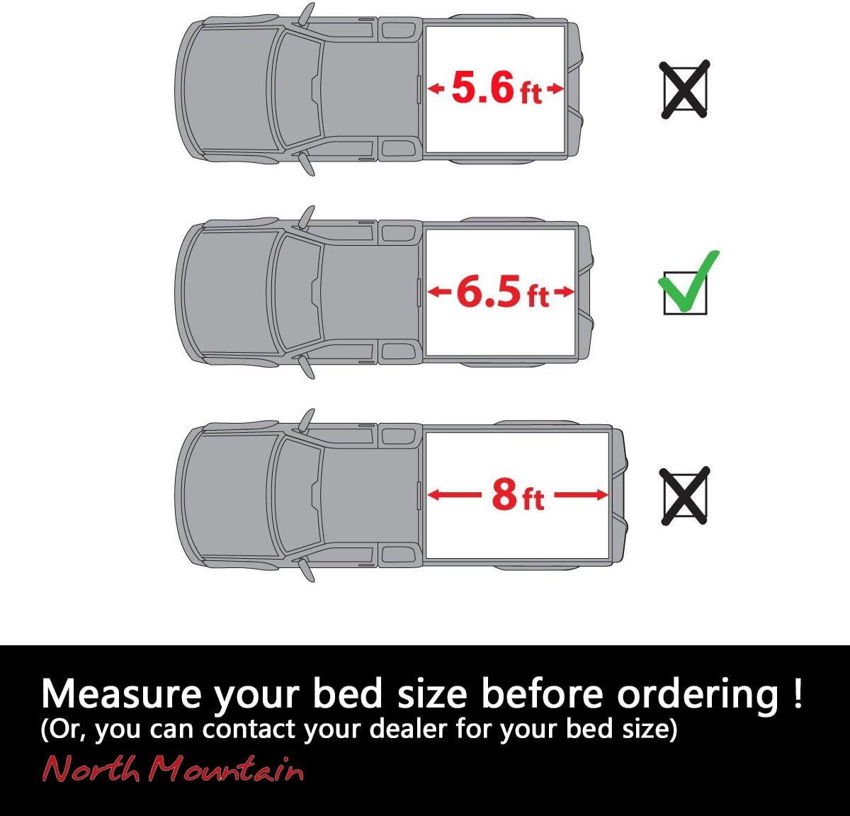 Soft Roll Up Tonneau Cover for Pickup 6.5ft Bed N2549