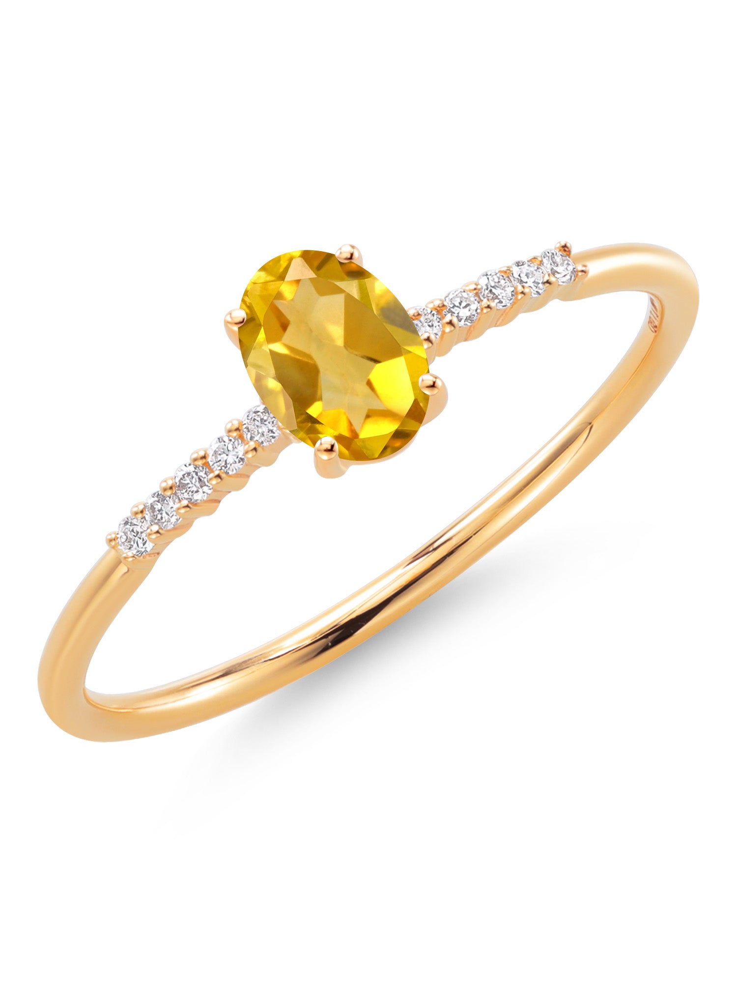 10K Yellow Gold Oval Citrine and White Lab Grown Diamond Engagement Ring J3029