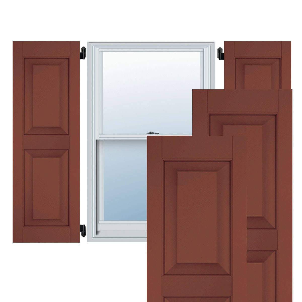 15 in. x 40 in. Real Wood Raised Panel Shutters Pair W9536